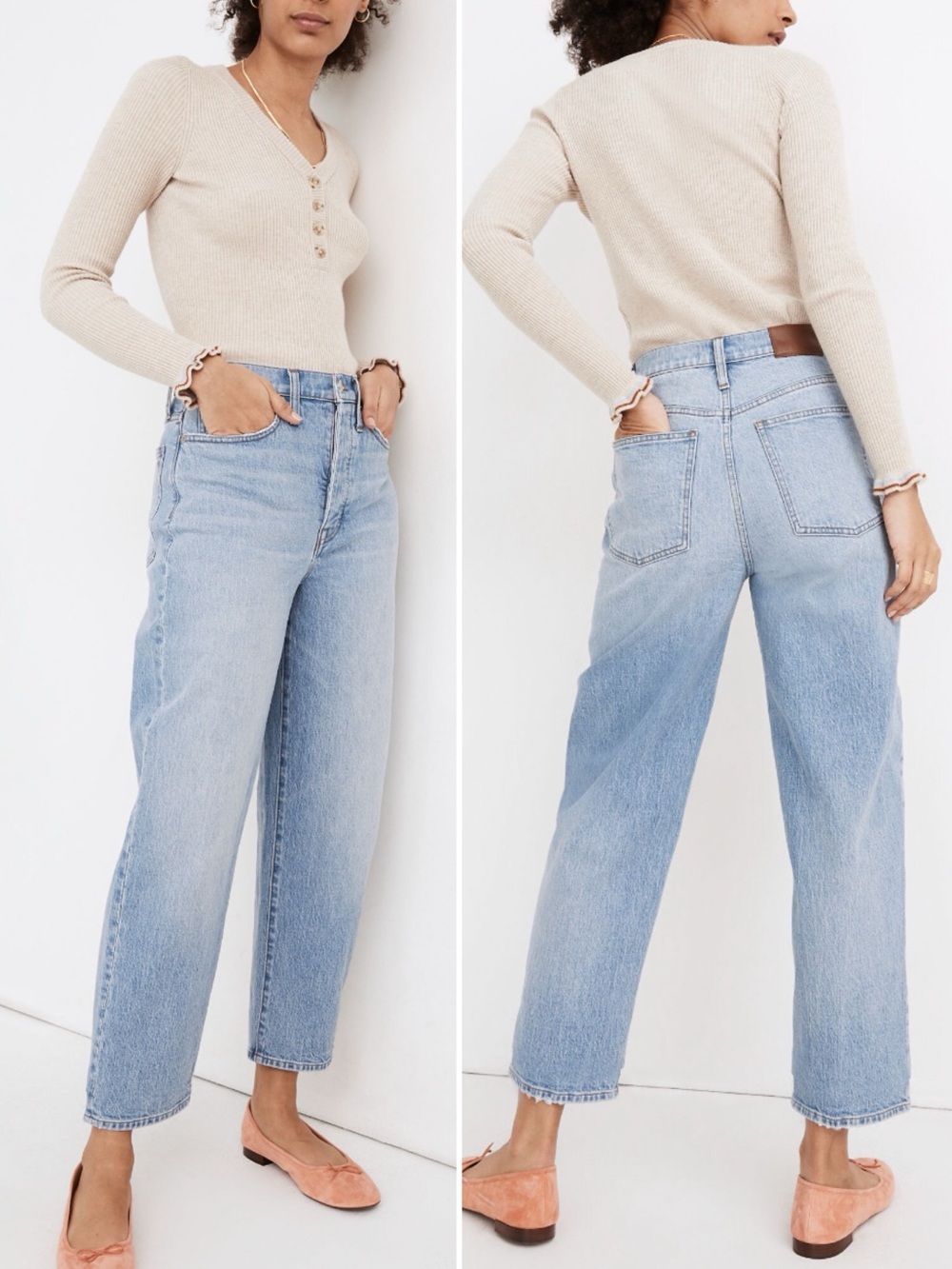 MADEWELL Women’s Size 28 Hewes Light Wash High Rise Balloon Leg Cropped Jeans